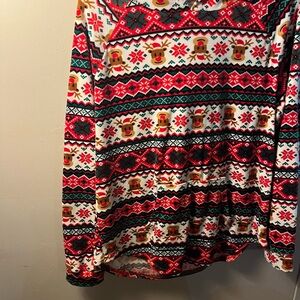 Festive Reindeer Holiday Sweatshirt - Red, Green, Cream